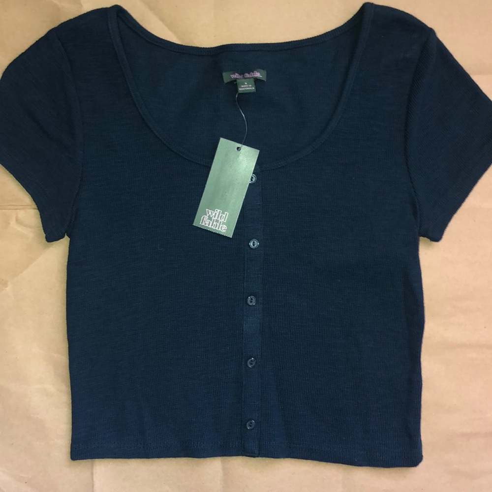 Navy Blue Button Top